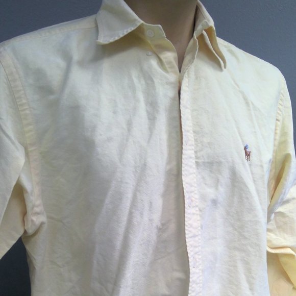 Polo Ralph Lauren Button Down Shirt Long Sleeve Yellow Yarmouth Men's XL - Picture 2 of 8